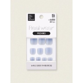 DAISO 25Y Too Cool For School Real Wear Pedi Tips 24 Pieces (Dear Blue)