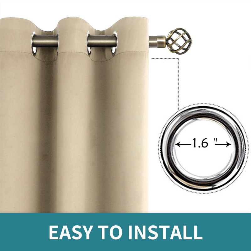 BGment Beige Short Curtains for Kitchen Window, Room Darkening Curtains