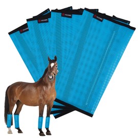 HUAME Horse Fly Boots, Breathable Mesh Protection Set of 4, Comfortable Horse Leggings, Breathable Mesh Design, Equine Supplies for Reduce Stomping, Hoof Damage & Leg Fatigue (Sky Blue)