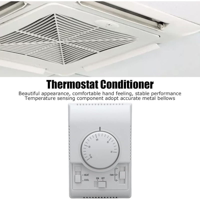 DEWIN Temperature Controller, Mechanical Temperature Controller, Surface-Mounted Air Conditioning Thermostat