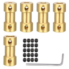 Greluma Brass Shaft Coupling Shaft Adapter for RC Aeroplane Boat Engine 20 x 9 mm (L x D) with Screws, Allen Wrench, 2 mm to 2 mm/3 to 4 mm/3 to 5 mm/4 to 5 mm/5 to 5 mm Pack of 5