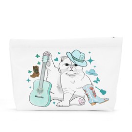 Cat Gifts for Cat Lovers Cute Cat Makeup Bag Inspired Music Lover Gifts Fan Singer Merch Appreciation Gifts for Women Cat Mom Cat Lady Mother Daughter Birthday Graduation Mothers Day Cosmetic Bag