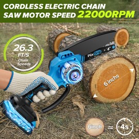 Mini Chainsaw, 6 Inch Mini Chainsaw cordless,21V with 2 Battery Powered Portable Handheld Small Chain Saw Use for Wood Cutting, Tree Trimming Handheld Saw, Home and Garden Tool (Bluce)