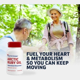 Arctic Ruby Oil 1000mg – Omega 3 Supplement for Women and Men with EPA, DHA & Astaxanthin 2mg - Fish & Krill Oil Alternative – 60 Softgels (1 Pack)