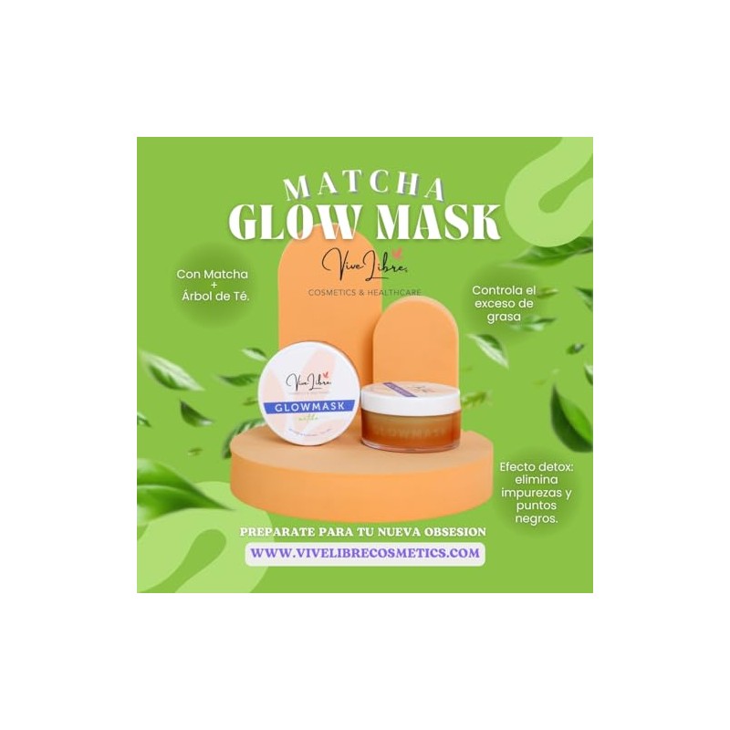 Matcha Glow Mask-Mascarilla de Arcilla Antioxidante- Vive Libre Cosmetics &