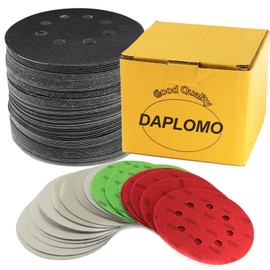 115pcs Sandpapers 8 Holes 5Inch Sanding Discs Hook&Loop 60/80/120/180/320/400/600/800/1000/1500/2000/3000/7000/8000/10000 Grit Wet Dry Sandpaper for Random Orbital Sander Automotive Metal Polishing