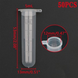 Rowiz 5ml plastic EP Lab Centrifuge Tube Vial Test Tube,Sample Bottle Test Tube with Round Bottom, Liquid Test Bottle with Graduation and Cap Packaging 50 PCS