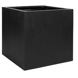 GREENERIA Elegant Modern Black Matte Square Indoor Outdoor Planter Pot – 16”H x 16”W x 16”L - Cube Shaped Flower Pot