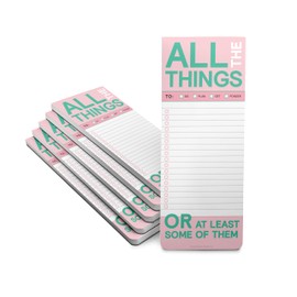 Knock Knock 6-Count All The Things Make-a-List Pads - Shopping List Pad & To Do Pads, 3.5 x 9-inches each