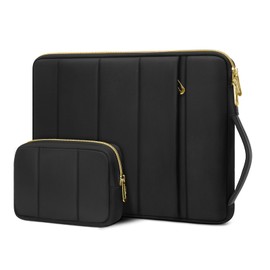 MOSISO Puffy Laptop Sleeve Case Compatible with MacBook Air/Pro, 13-13.3 inch Notebook, Compatible with MacBook Pro 14 inch M3 M2 M1, Rectangle Vertical Bag with Small Case & Side Handle, Black