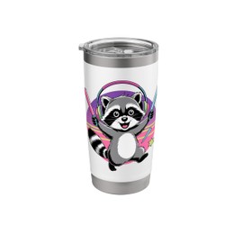 Cute Raccoon Rave Party Glowstick Stainless Steel Insulated Tumbler