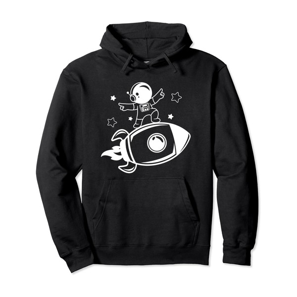 Cute Rocketship Surfing Astronaut in Outer Space for Kids Pullover