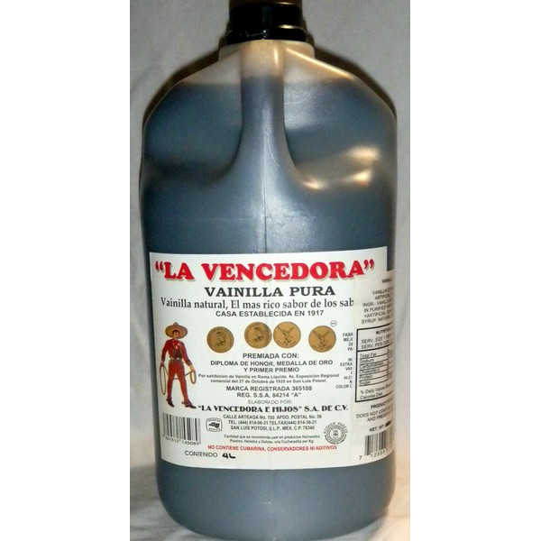 3 X La Vencedora 1 Gallon 4 Liters Pure Mexican Vanilla Vainilla Extract Mexico