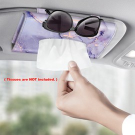 CaseBot Car Visor Tissue Holder, Sun Visor Napkin Holder, Mask Holder for Car, PU Leather Backseat Tissue Box for Car Truck SUV, Lilac Marble