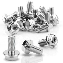 TXXATX 20 Pcs M6 Bolt M6x12mm Bolt 304 Stainless Steel Bolts Hex Screws Flanged Hex Head Bolts Anti-Loosening for DIY Households Machine Tools Furniture Assembly