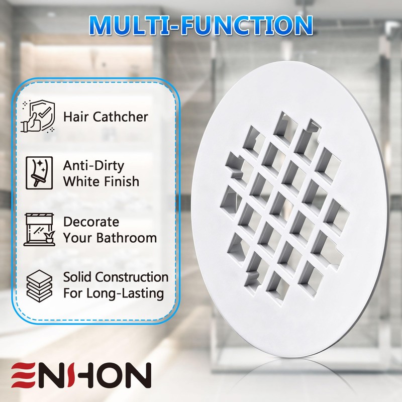2 Pack 4-1/4 Snap in Shower Drain Cove White,PVC Plastic
