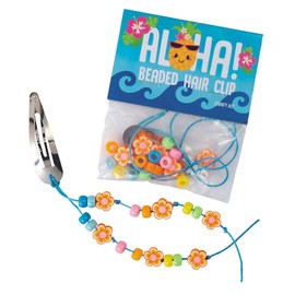 Fun Express 6" Luau Beaded Snap in Hair Clip Craft Kit - Makes 12