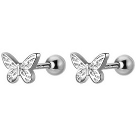 Unbranded 925 Sterling Silver Plated Lovely Tiny Butterfly Screw Back Stud Earrings F16