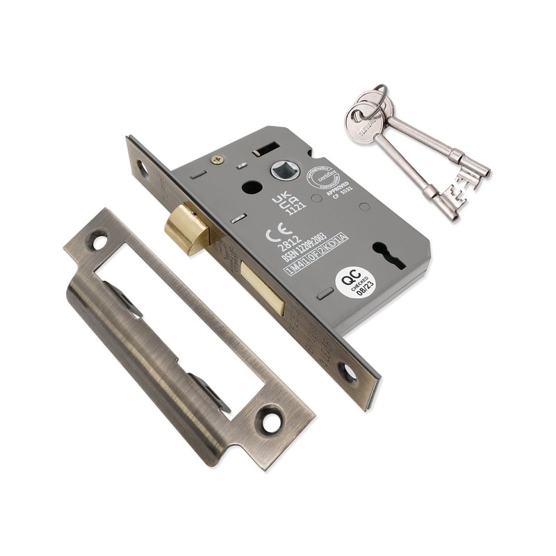 Infinity Decor CE Approved 2.5” Antique Brass 3 Lever Mortice