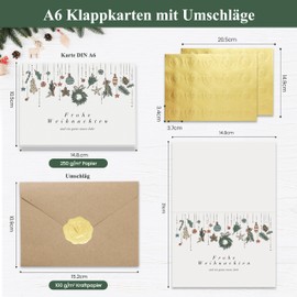 Christmas Cards with Envelopes Set, 20 Pieces Christmas Cards, A6 Postcards for Christmas, Nordic Christmas Cards for Family Friends Business Christmas Greeting Cards Kraft Paper Envelopes