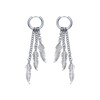 Feather Dangle Earrings for Men Punk Stainless Steel Long Chain