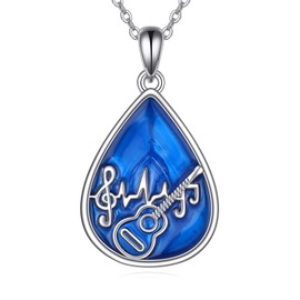 SILBAZ Guitar Necklace Guitar Pick Pendant Necklace Teardrop Guitar Necklace Musical Guitarist Jewelry Gifts for Women Men
