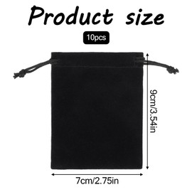Fyntave 10 Pieces Little Velvet Drawstring Pouch Small Velvet Pouch Jewelry Pouches Black Gift Bags with Drawstring Soft Party Favors Bag for Jewelry Candy Gadgets (3x4 Inch)