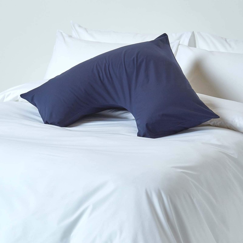 HOMESCAPES Navy Blue Pure Egyptian Cotton V-Shape Pillowcase 200 TC