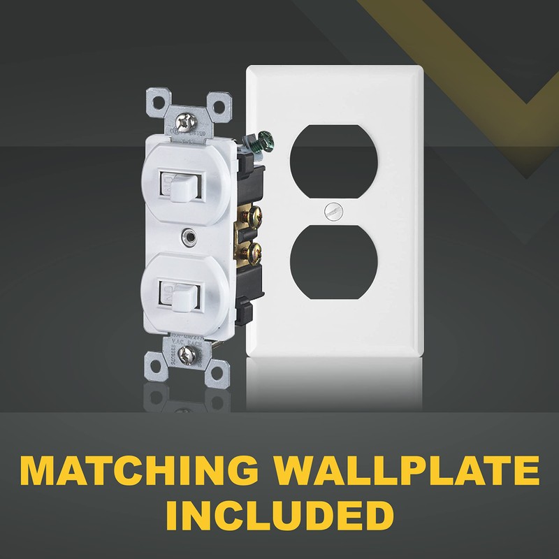 Faith White Double Light Switch (2-Pack) | Two Single-Pole Wall