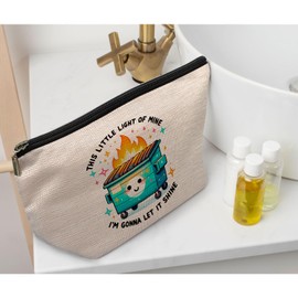Ayxvt Dumpster Gifts Makeup Bag, This Little Light of Mine Dumpster Fire Cosmetic Bags for Women, Inspirational Positive Encouragement Gifts for Women Zipper Pouch