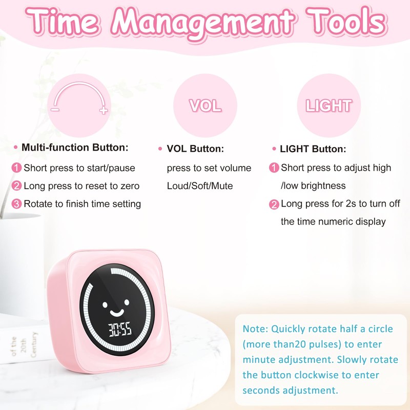 Visual Timer for Kids, 99 Minute Digital Cute Kids Visual