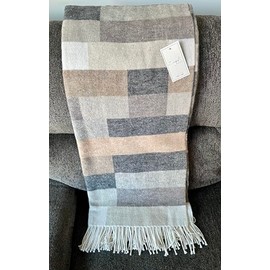 Notte Italia Luxury Blanket Striped Pattern in Shades of Cream in Multiple Patterns Made in Italy Availble in King, Qureen and Oversized Throw (Oversized Throw, Nira)