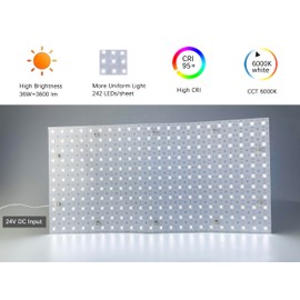 VALIKIY 4-Pack LED Backlight Sheet 24V 36W 6000K White, 19.3X9.6 inches Each Unit, Dimmable Flexible LED Panel Sheet for Backlit Translucent Stone/Marble/Onyx/Quartz Countertops Walls