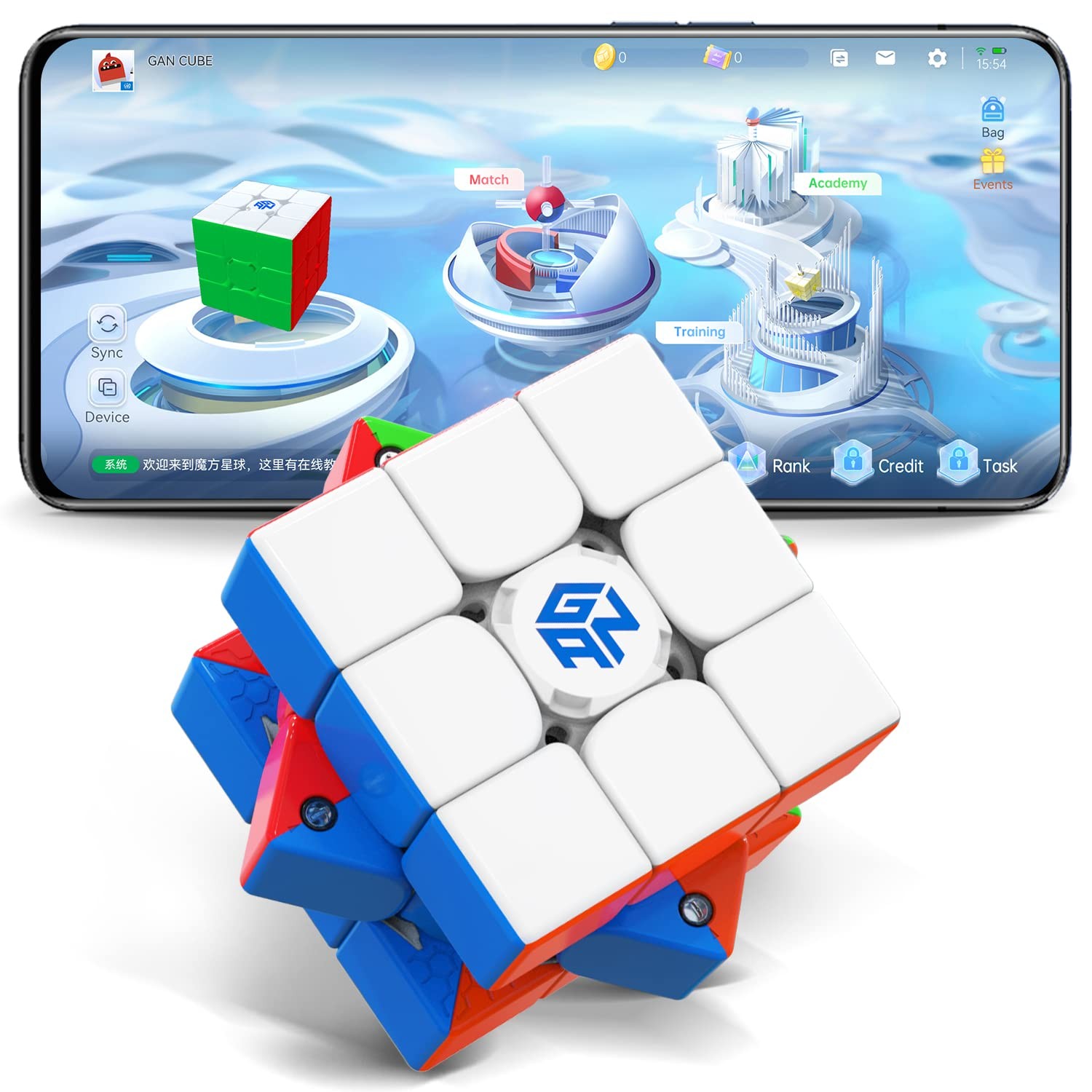 GAN 356 i3 Stickerless Speed Cube, 3 x 3 Smart Cube, Magnetic Cube ...