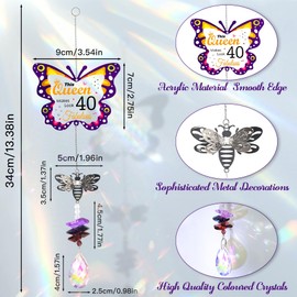 40th Birthday Gifts for Women, 40th birthday decorations, Crystal Suncatcher Gifts for Mum, Sister, Auntie, Wife, Friends, Her, Coworker, Party Decoration 1985 40th Gift idea for Women