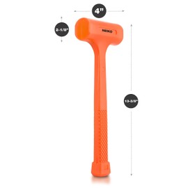NEIKO Neiko 02847A 2 LB Dead Blow Hammer, Neon Orange | Unibody Molded | Checkered Grip | Spark and Rebound Resistant