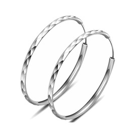 Dainty Large Hoop Earrings for Women Girls Sterling Silver Post Fashion Round Circle Huggie Hypoallergenic Rhombus Hoop Earrings Fashion Minimalist Hoop Jewelry Gifts Birthday (5 cm)