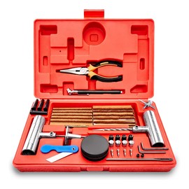 TOOLUXE 50003L Universal Heavy Duty Tire Repair Kit | 57 Piece Value Pack | Fix Punctures and Plug Flats | Ideal for Cars, Trucks, Motorcycle, ATV, Jeeps, Off Road Vehicles, RV, Tractors …