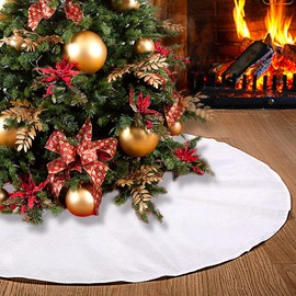 SevenFish 48 inch Plain White Christmas Tree Skirt Large Double Layers Soft Burlap Tree Skirt for Merry Christmas Party Traditional Christmas Tree Decorations