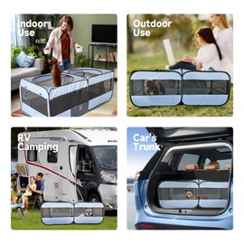 2-in-1 Dog Playpen, 46.5'' Pop Up Cat Puppy Pet Playpens Indoor/Outdoor Cats Enclosed, Cat Dog Tent Crate Cage Kennel, Portable Playpen for Kitten, Small Animals Play Pen(No Divider, Unified Space)