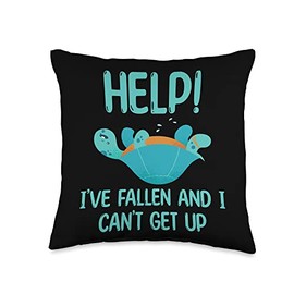 Turtle Lover Novelty Apparel Funny Turtle Help Fallen Can't Get Up Throw Pillow, 16x16, Multicolor