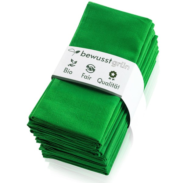 BewusstGrün 12 Fair & Sustainable Fabric Napkins + Folding Instructions,