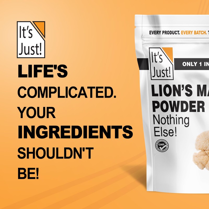 It's Just! - Lion's Mane Mushroom Powder, Natural Raw Superfood,
