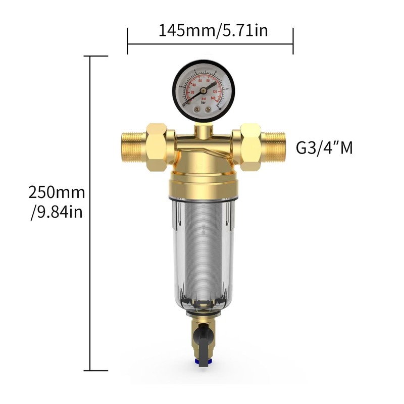 Backwash Filter, Water Filter, Reusable Water Prefilter, Sediment Water Filter,
