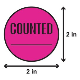 600 Labels - Counted - 2 inch, Circle Dot, Round Writable Marking Counted Labels - Inventory Control (Pink) - Write On & Marking Notating Inventory Count