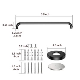 2 Pack 32 Inch Black Shower Grab Bars, ZUEXT Stainless Steel Bathroom Wall Grab Bar Handle, Shower Balance Bar, Safety Hand Rail Support,Handicap Elderly Senior Assist Bath Grab Handle(1.25" Diameter)
