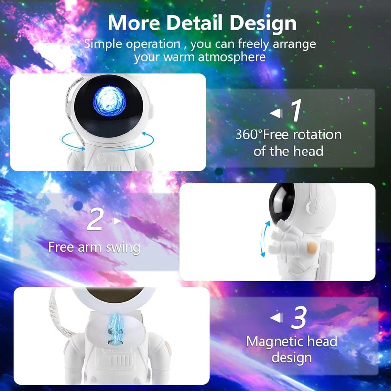 FotuYogo Astronaut Star Projector Night Light for Bedroom with Bluetooth