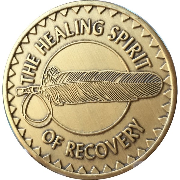 Wendells Healing Spirit Of Recovery Native American Feather Bronze Medallion Chip