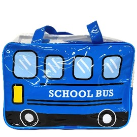 FULTAC GDI-1716 Vinyl Boston Bag, School Bus, Blue, Approx. H 8.1 x W 11.4 x D 4.1 inches (20.5 x 29 x 10.5 cm)