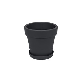 Prosperplast Lofly Flower Pot with Saucer 13.5 x 12 cm Anthracite Plastic